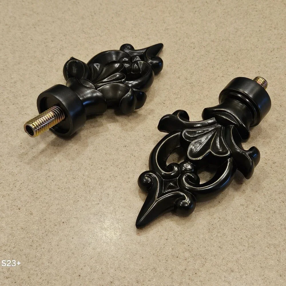 RARE NEW PAIR FRONTGATE FLOURISH OUTDOOR ALL WEATHER ORB CURTAIN ROD FINIAL END